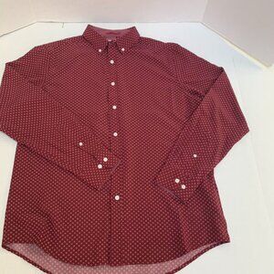 International Report Mens Size Large Red/Burgundy and White Long Sleeve Shirt